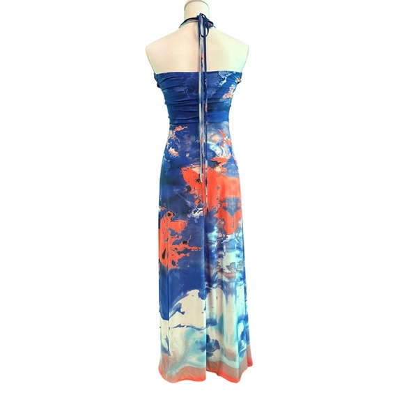 Cynthia Rowley Blue Red and Orange Maxi Dress sz M - Picture 2 of 4